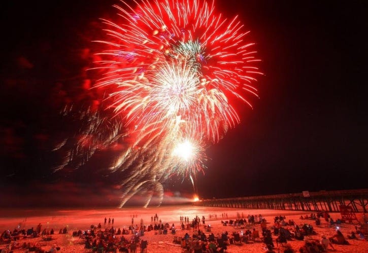 flagler beach fireworks surfboard drop