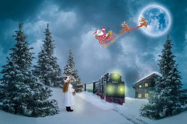 Santa Sleigh Tracker, santa on sleigh at night flying by moon